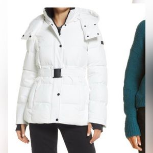 NEW Sam Edelman white belted hooded parka